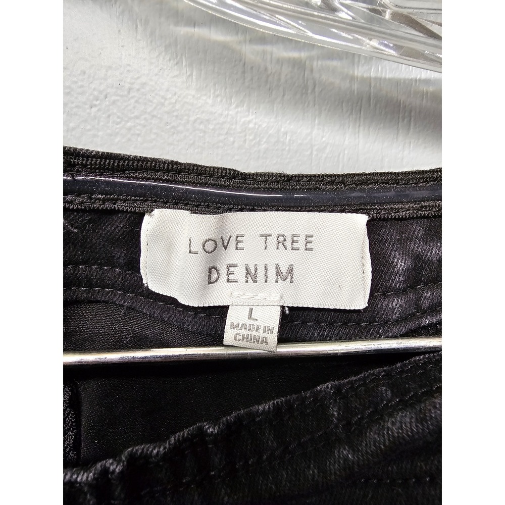 Love Tree Denim Black Corset Tube Top Strapless Zip Back Faded Wash Large - Picture 3 of 5